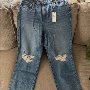 Express Blue Boyfriend Jeans Distressed Style